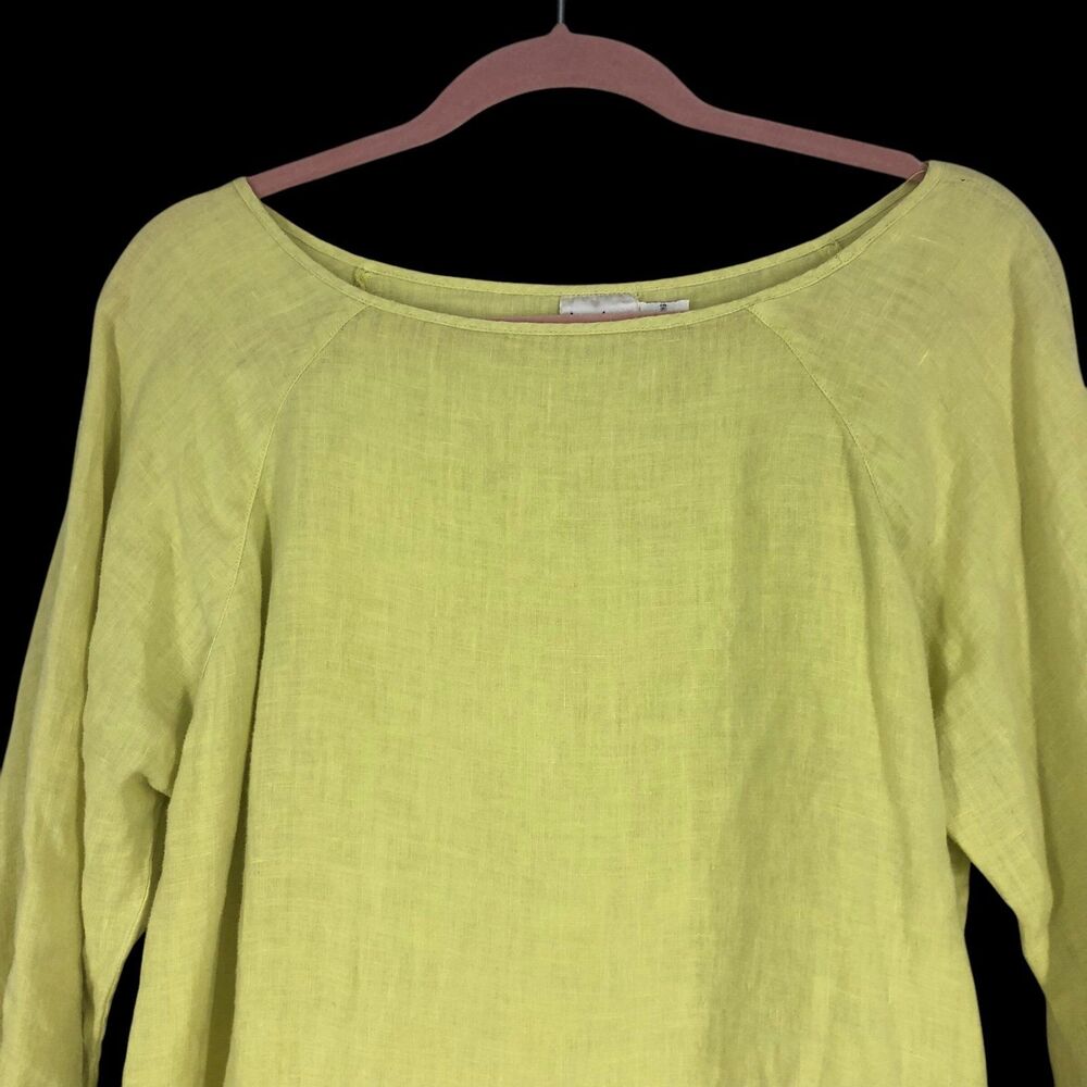 Vtg Kiko Pistachio Green Lagen Linen Blouse, Popo… - image 2